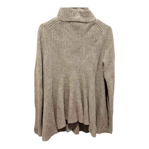 Theory Cashmere Blend Gray Ribbed Funnel Neck Cardigan Sweater Medium Cozy Luxe - Picture 2 of 9